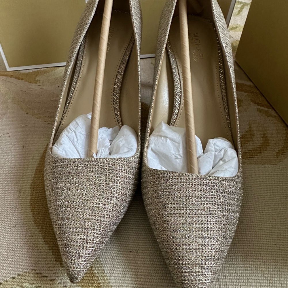 Michael Kors Alina Flex Pump Glitter Chain Mesh Pumps 7.5 Like New